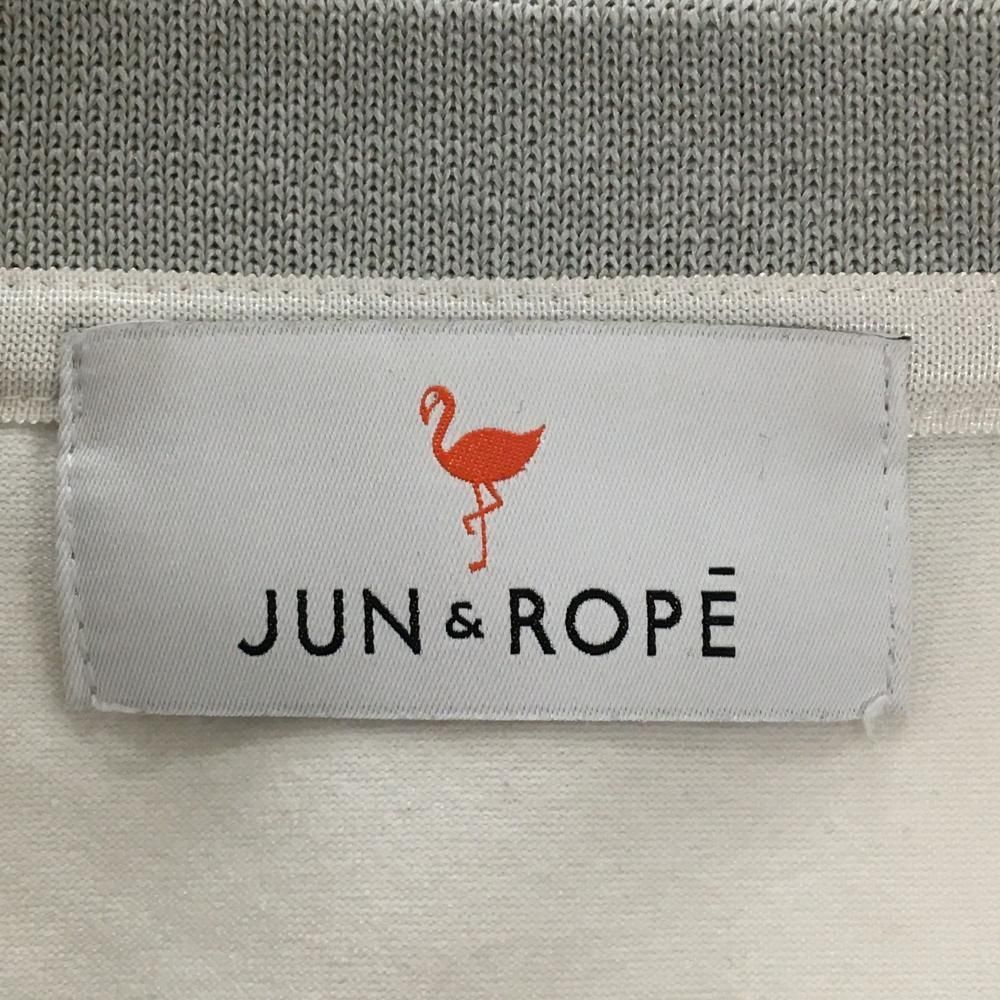 【未着用タグ付き】JUN&ROPE' ゴルフ トップス 新品 ジュンアンドロペ 長袖ポロシャツ 白×レッド リブライン ワッペン