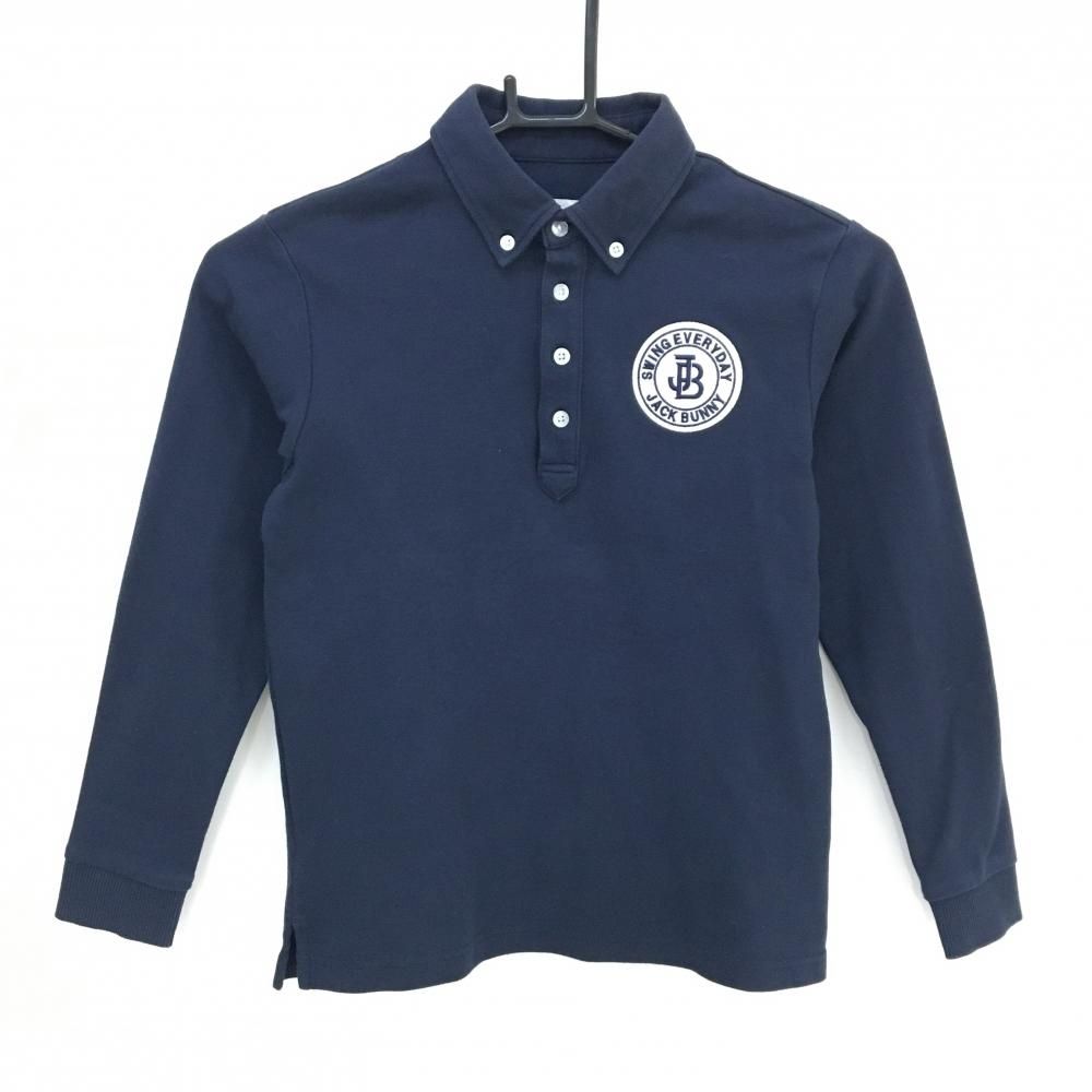 最終値下げ【美品】Jack Bunny 長袖ポロシャツ （ネイビー） ジャックバニー 長袖ポロシャツ ネイビー ボタンダウン ロゴ刺しゅう