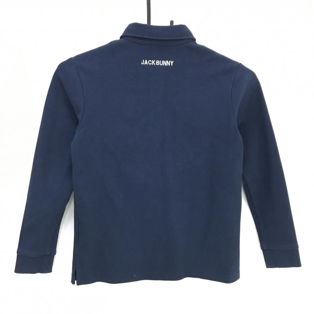 ジャックバニー 長袖ポロシャツ ネイビー ボタンダウン ロゴ刺しゅう