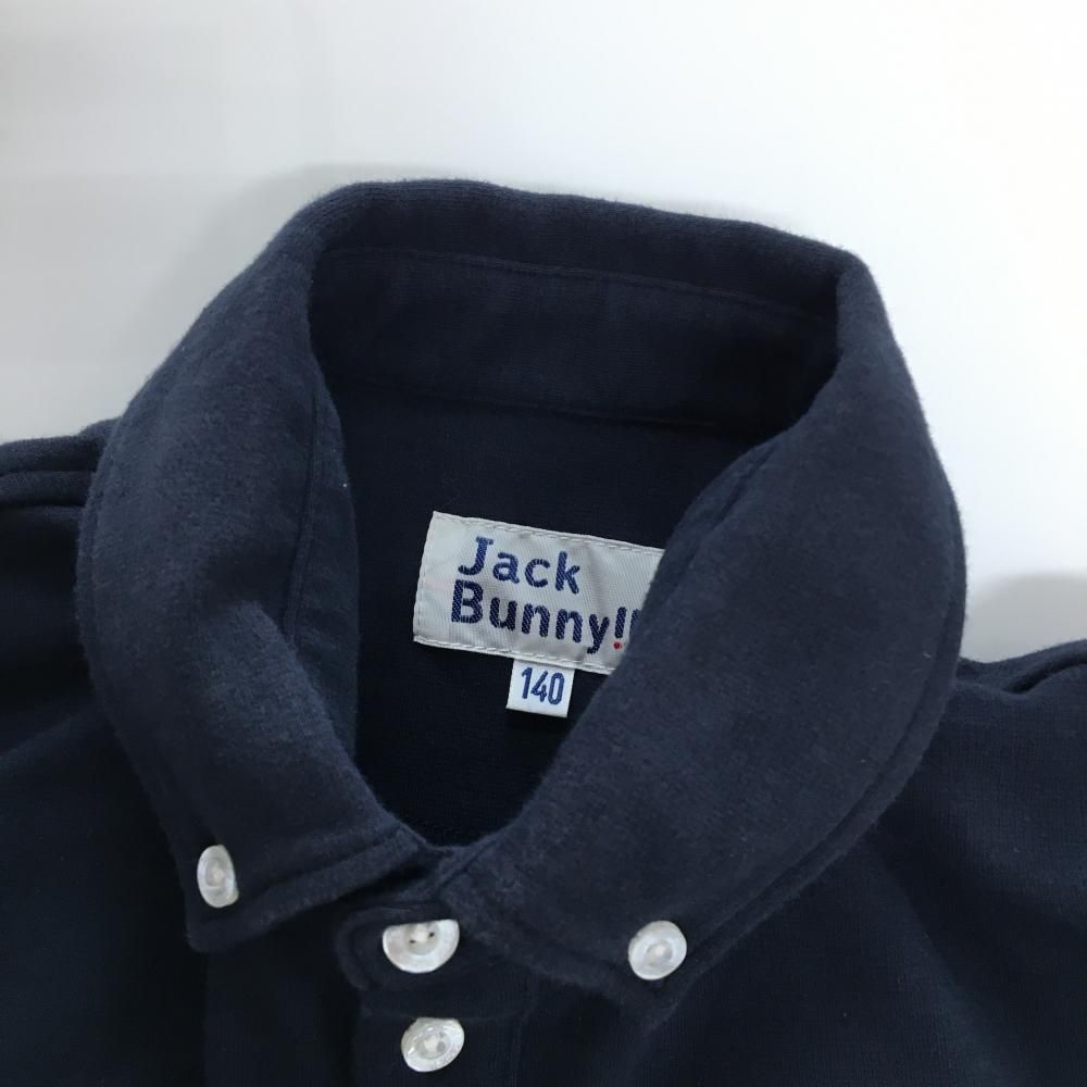 ジャックバニー 長袖ポロシャツ ネイビー ボタンダウン ロゴ刺しゅう