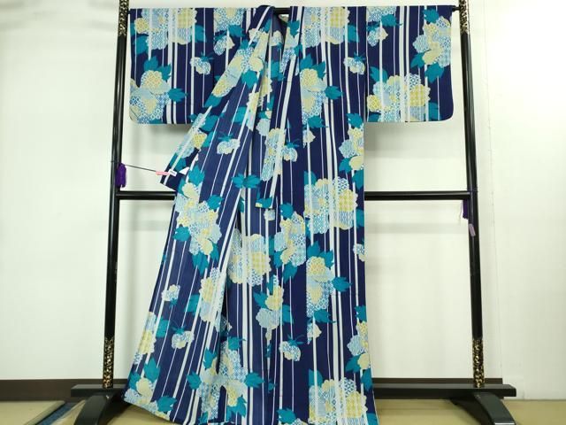 平和屋着物∴極上 夏物 撫松庵 小紋・浴衣兼用 セオアルファ 草花文