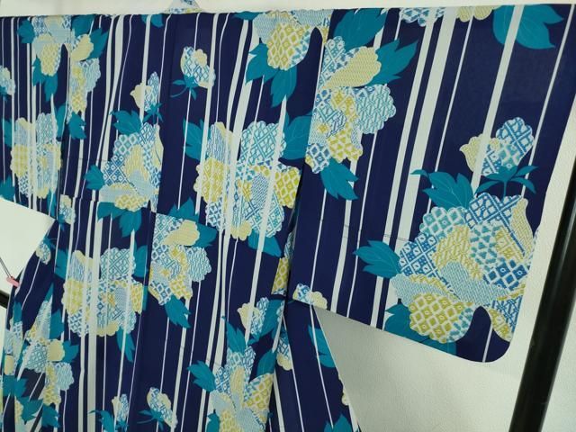 平和屋着物∴極上 夏物 撫松庵 小紋・浴衣兼用 セオアルファ 草花文