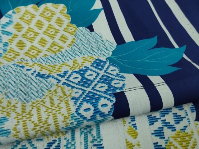 平和屋着物∴極上 夏物 撫松庵 小紋・浴衣兼用 セオアルファ 草花文