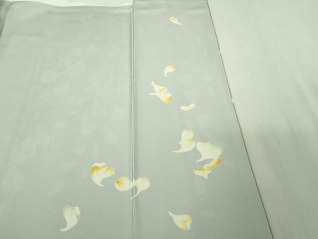 枝垂れ花 藍白色地