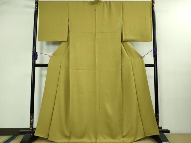 平和屋着物○極上 色無地 花唐草地紋 利休茶色 逸品 DZAB2511kh6