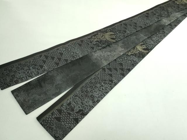  平和屋着物● 上 男性 両面 角帯 鳳凰 黒地 金糸 kh 6 角帯 帯
