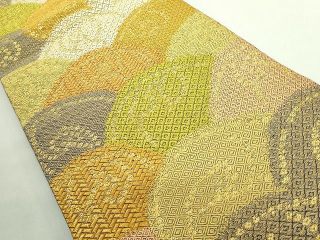 平和屋着物● 上 創業280年 誉田屋源兵衛 六通柄袋帯 唐織 青海波 純金 金糸 証紙付き kh 6