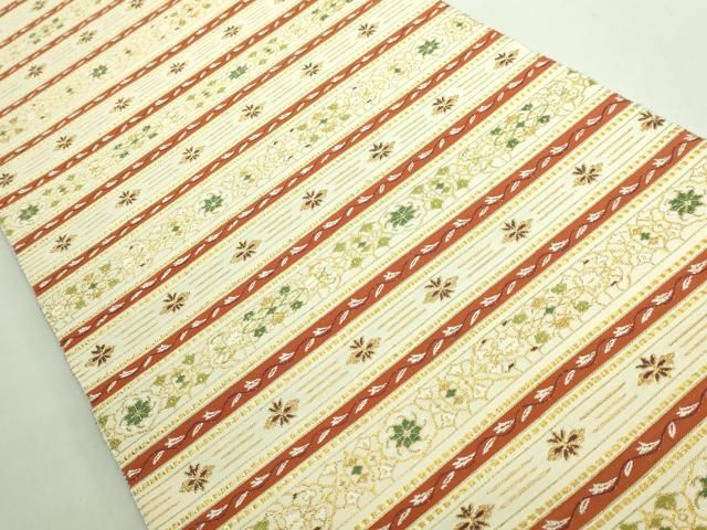 平和屋着物● 上 西陣 河村織物 河村つづれ 六通柄袋帯 手織 北欧陶調文 金糸 kh 6