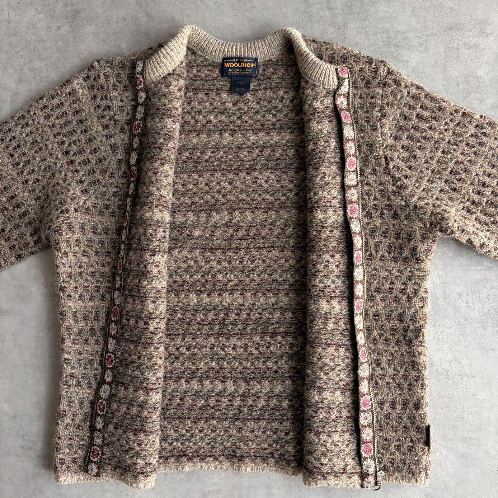 90s〜00s/woolrich/ウールリッチ/ドライバーズニット/フルジップ