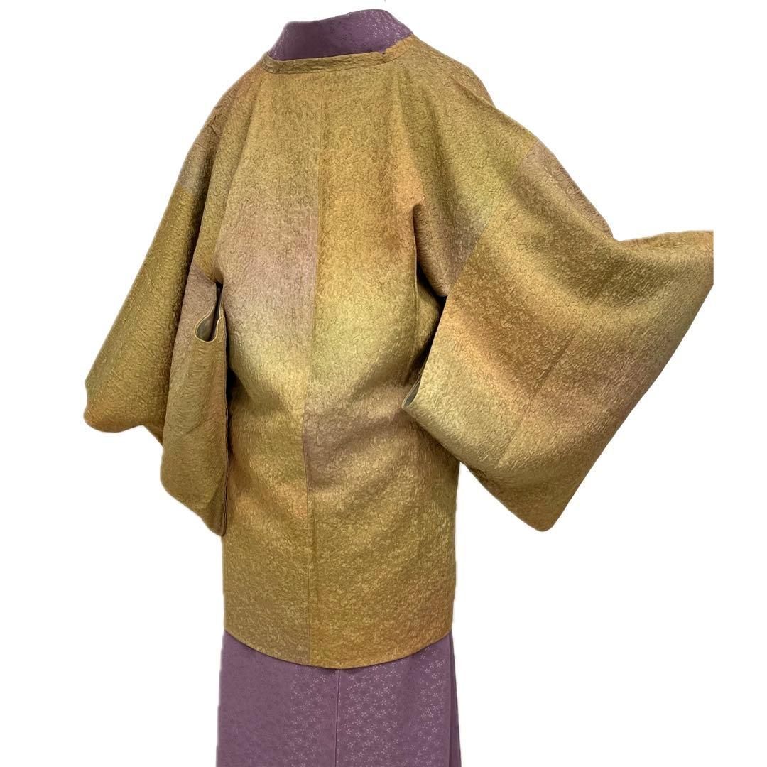 着物と帯 時流 コ251029◆正絹 道行コート◆草木染 鈴乃屋 ふくれ織