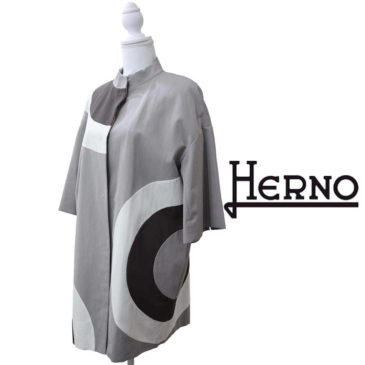 HERNO ヘルノ コート 半袖 柄 グレー メンズ アウター H 21711