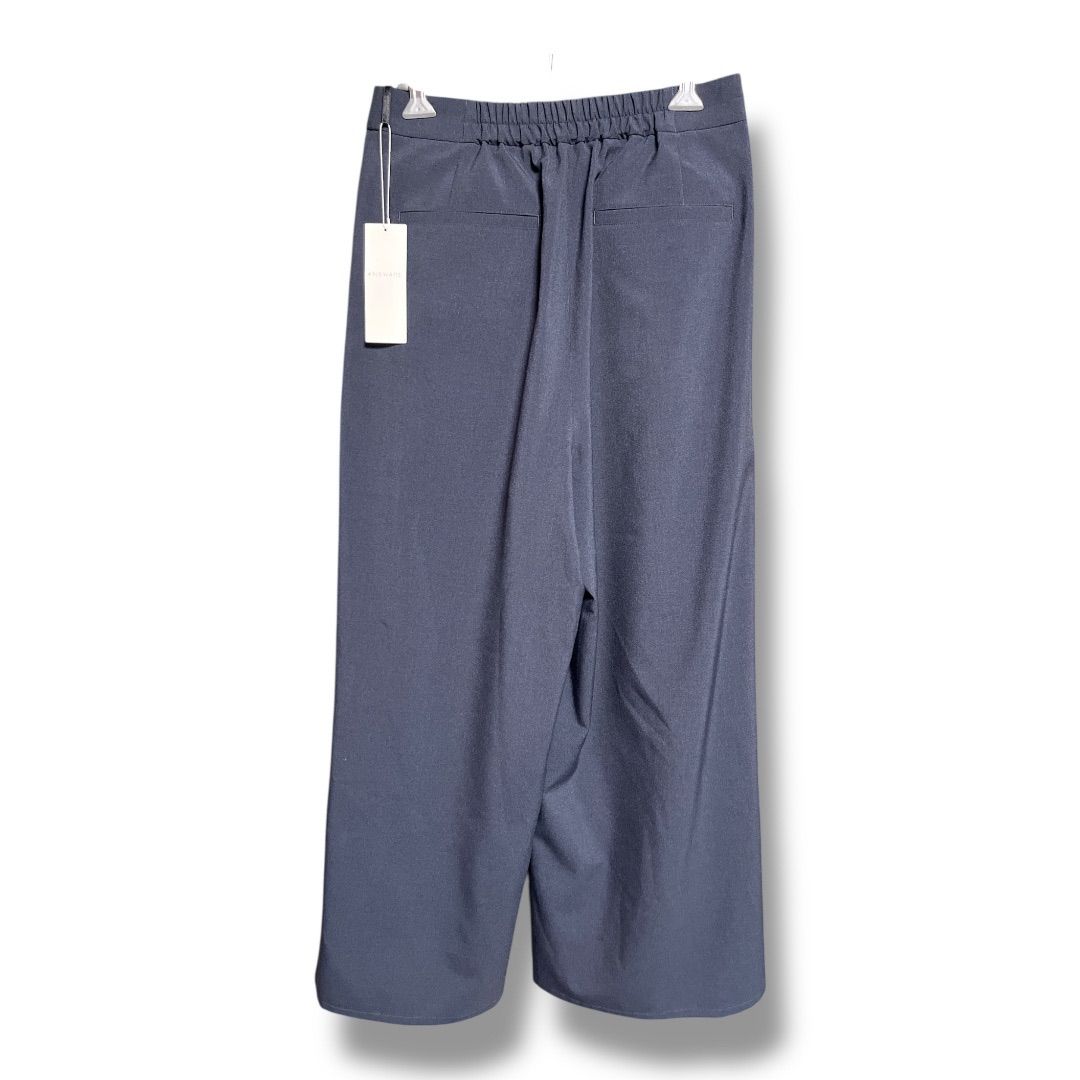 ♥ タグ付き Newans ハッシュニュアンス ベリーワイドパンツ タック ストレッチ 洗濯機 フ パンツ ウエストゴム 定価18100円 レディース サイズ1 ネイビー 春 18 No.K 1202