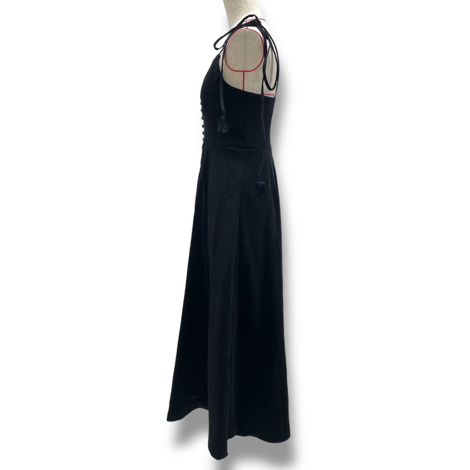 サブリマティオ BLACK TASSEL DRESS ブラックタッセルドレス キャミワンピース ノースリーブ ベロア フ 黒 ブラック フリーサイズ レディース 通年 ゴーゴー古着 23 No.1488