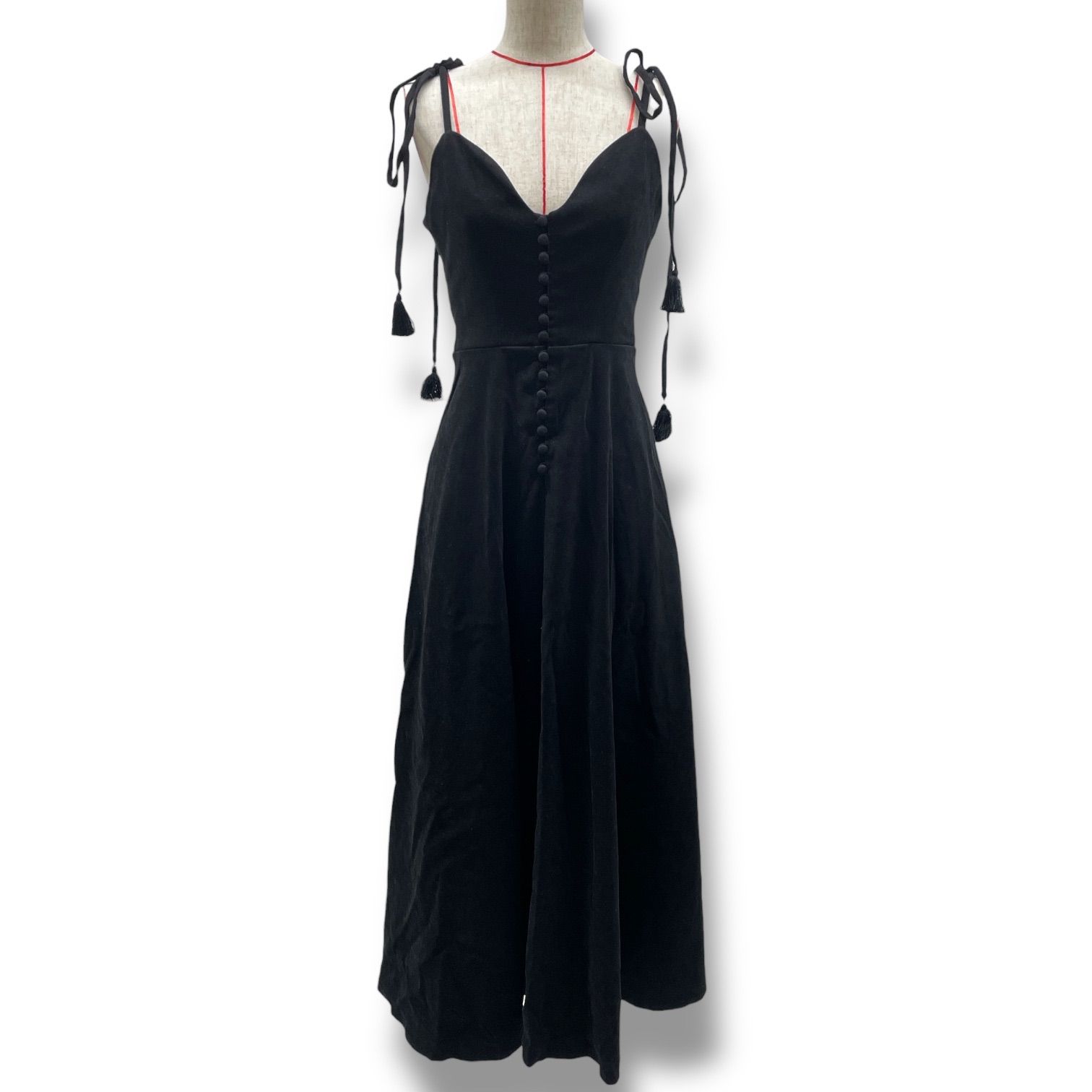 サブリマティオ BLACK TASSEL DRESS ブラックタッセルドレス キャミワンピース ノースリーブ ベロア フ 黒 ブラック フリーサイズ レディース 通年 ゴーゴー古着 23 No.1488