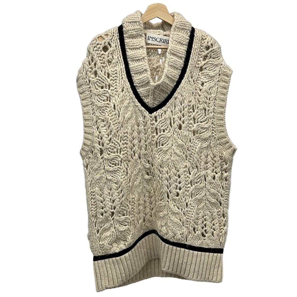 INSCRIRE アンスクリア チュニック レディース - アイボリー×黒 ノースリーブ|ニット|サンプル品