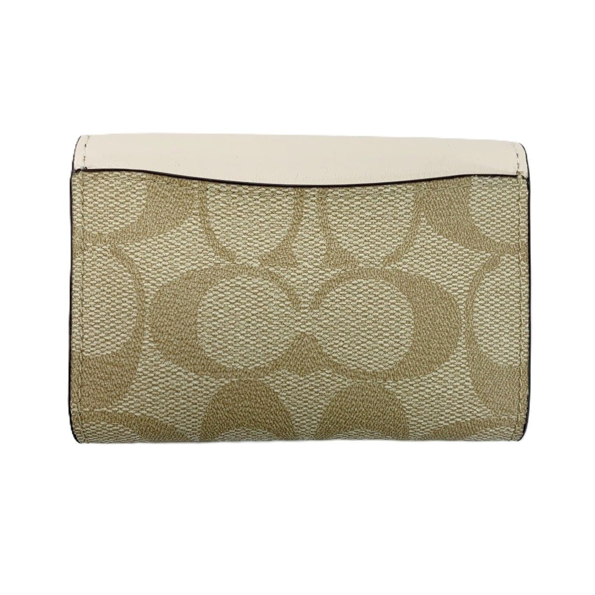 COACH コーチ カードケース C 2454 ベージュ×ホワイト レディース ゴールド金具