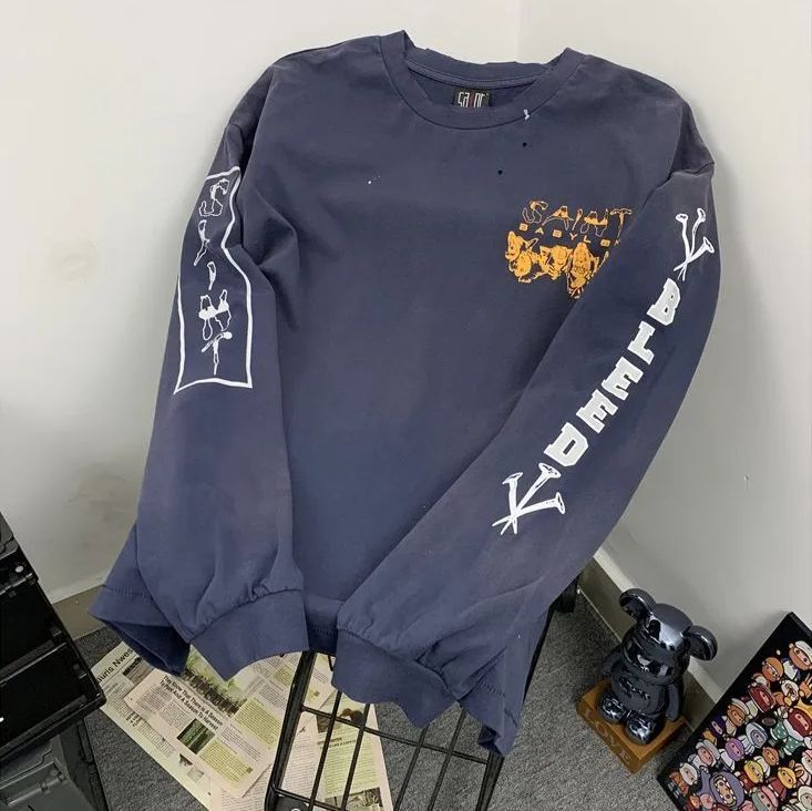 ♥ FW 25 スリーブプリント クルーネック ロングスリーブ Tシャツ サイズ S～XL K