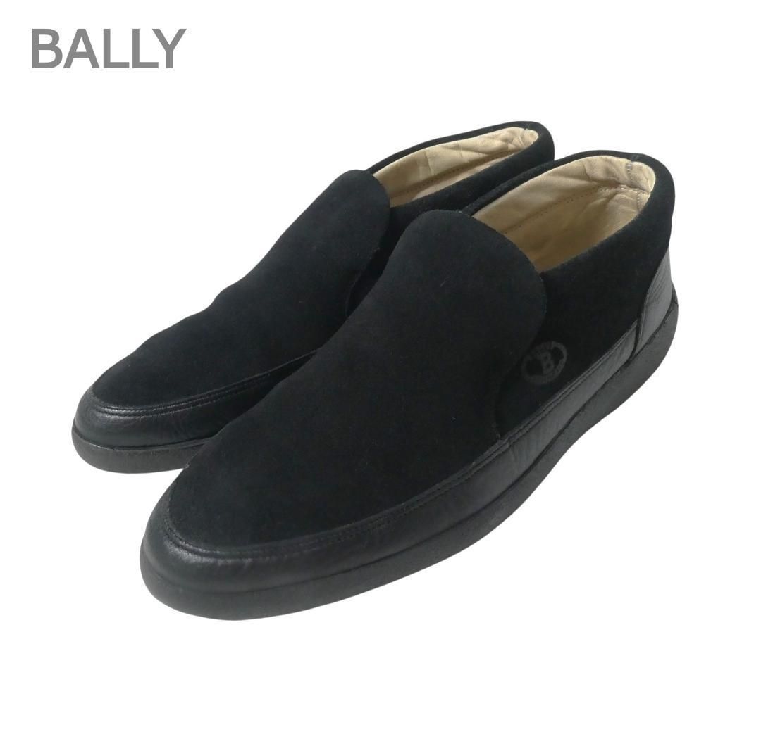 BALLY バリー サイズ6 5 E 約25 5㎝ スエード ロゴ ローカット スニーカー スリッポン 黒 ブラック メンズ
