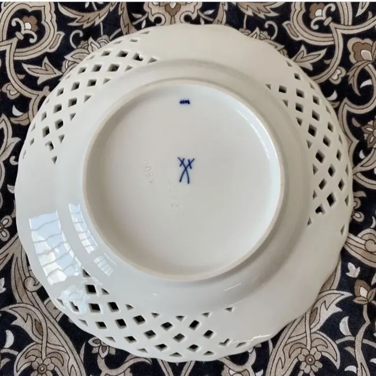 マイセン ブルーオニオン 透かし皿 メッシュプレート 15 cm