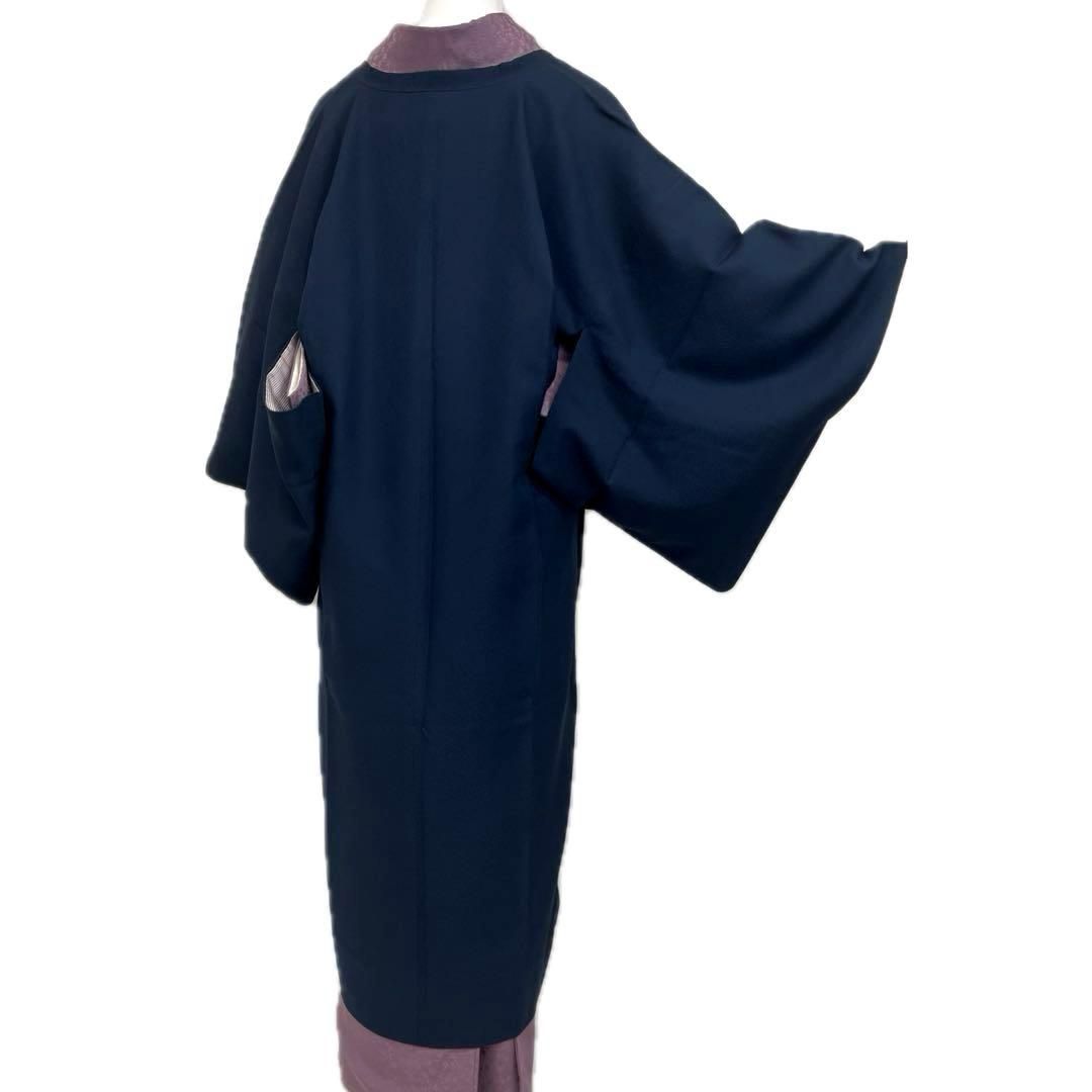  着物と帯 時流 コ251026 正絹 道行コート ロング丈 紺色 羽織 着物 浴衣