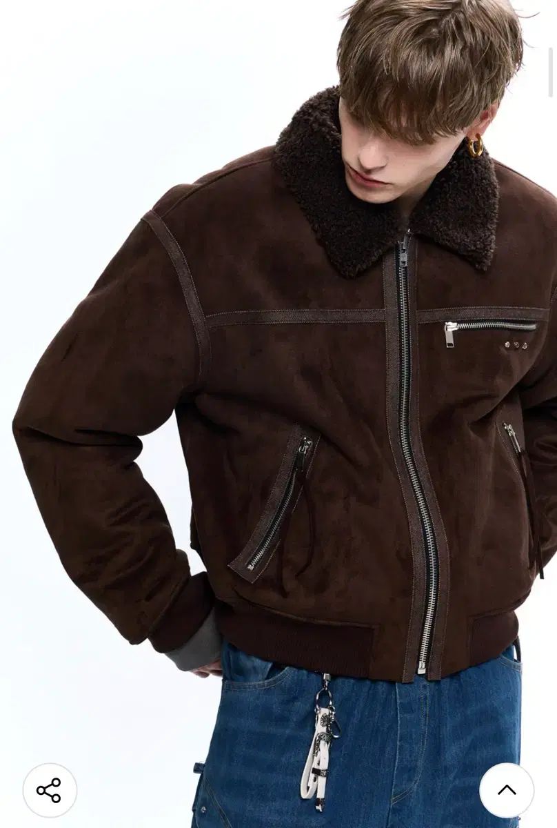 RSSC デニム ミックス ムートン ブルゾン ジャケット ブラウン 2