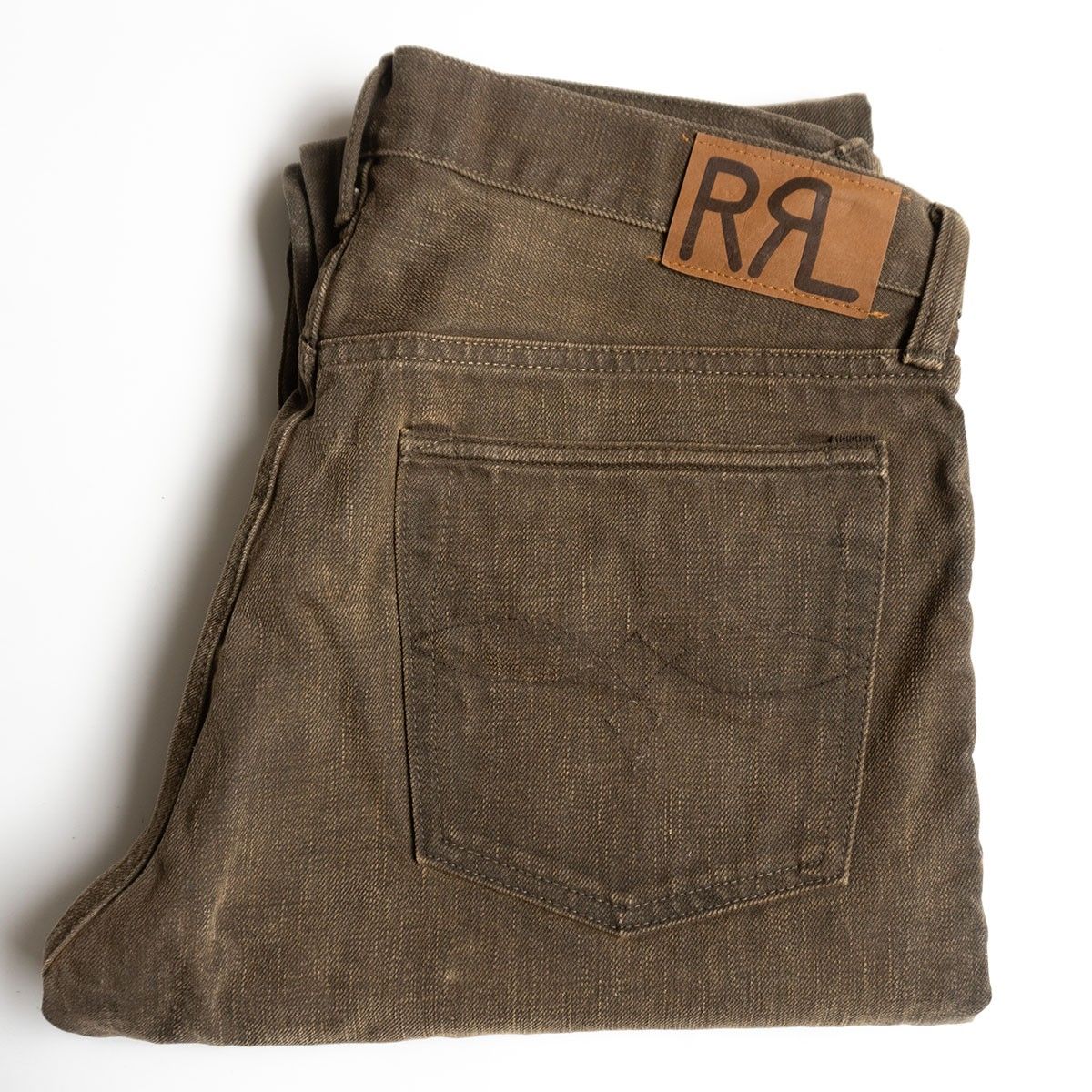 美品】RRL【SLIM FIT JEANS】34×32 ブラウンデニム スリムフィット 