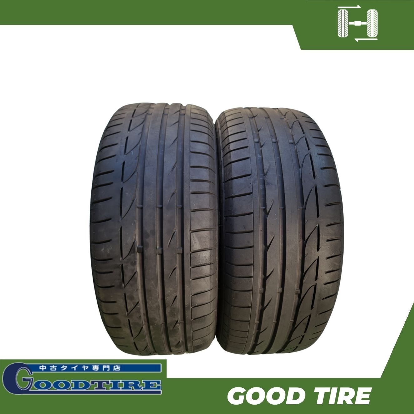 225|50 R 17 ブリヂストン POTENZA S 001 2021年製 夏用 2本 7分山 タイヤ アコード アウディA 4 A 6 ボルボV 70 ベンツCクラス 7364