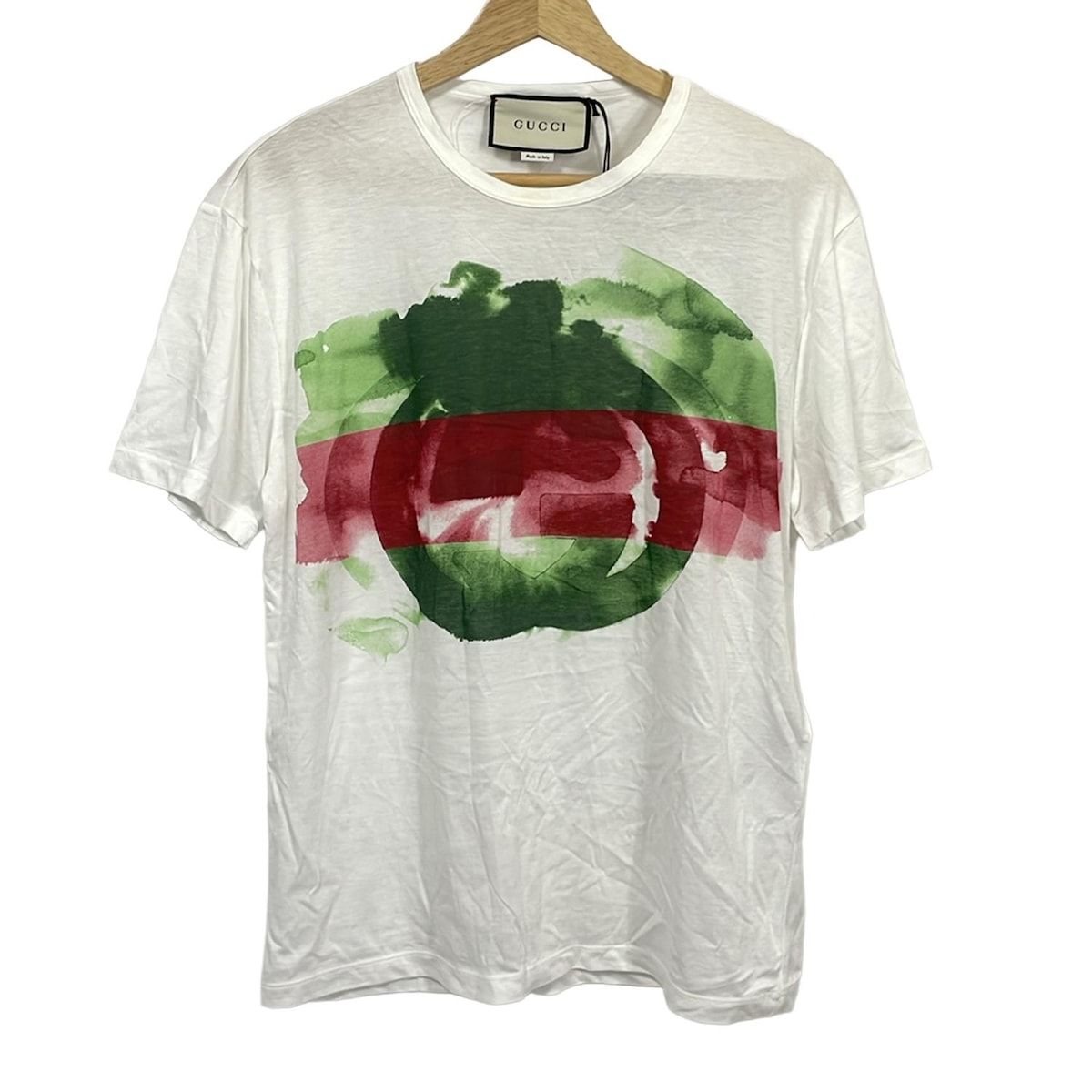 GUCCI グッチ 半袖Tシャツ サイズS レディース - 363350-X 8980 白×ダークグリーン×マルチ クルーネック
