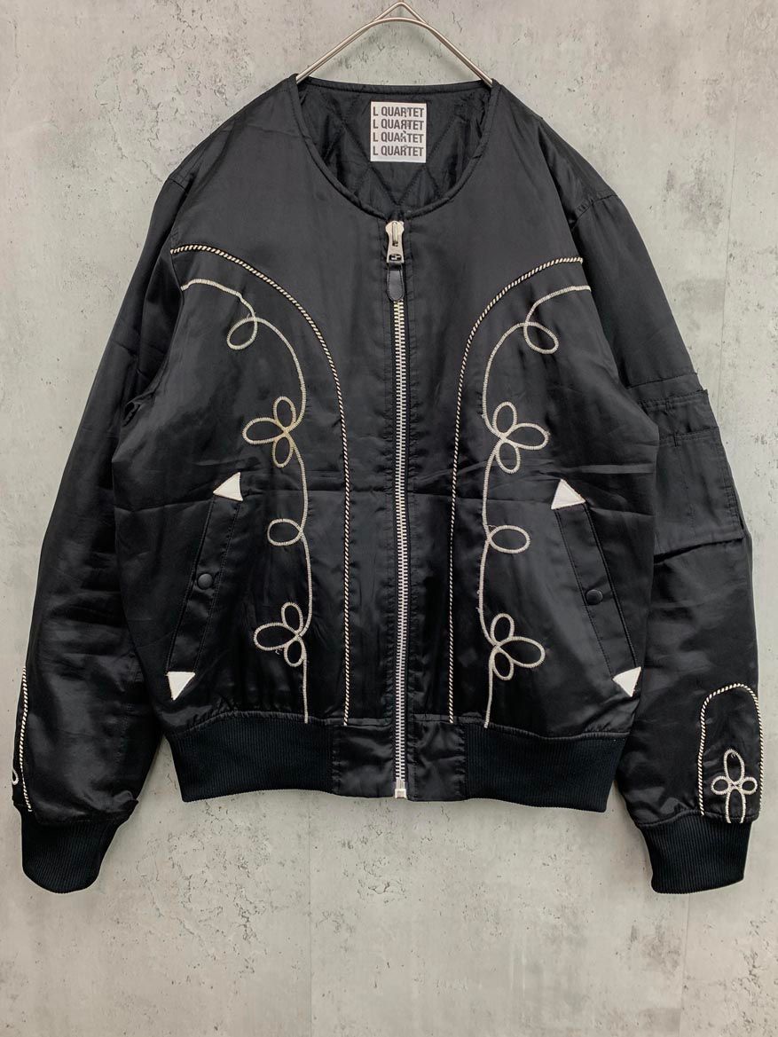 L QUARTET エルカルテット ウエスタン調 刺繍入り ブルゾン ジャケット 黒 ◎メンズ