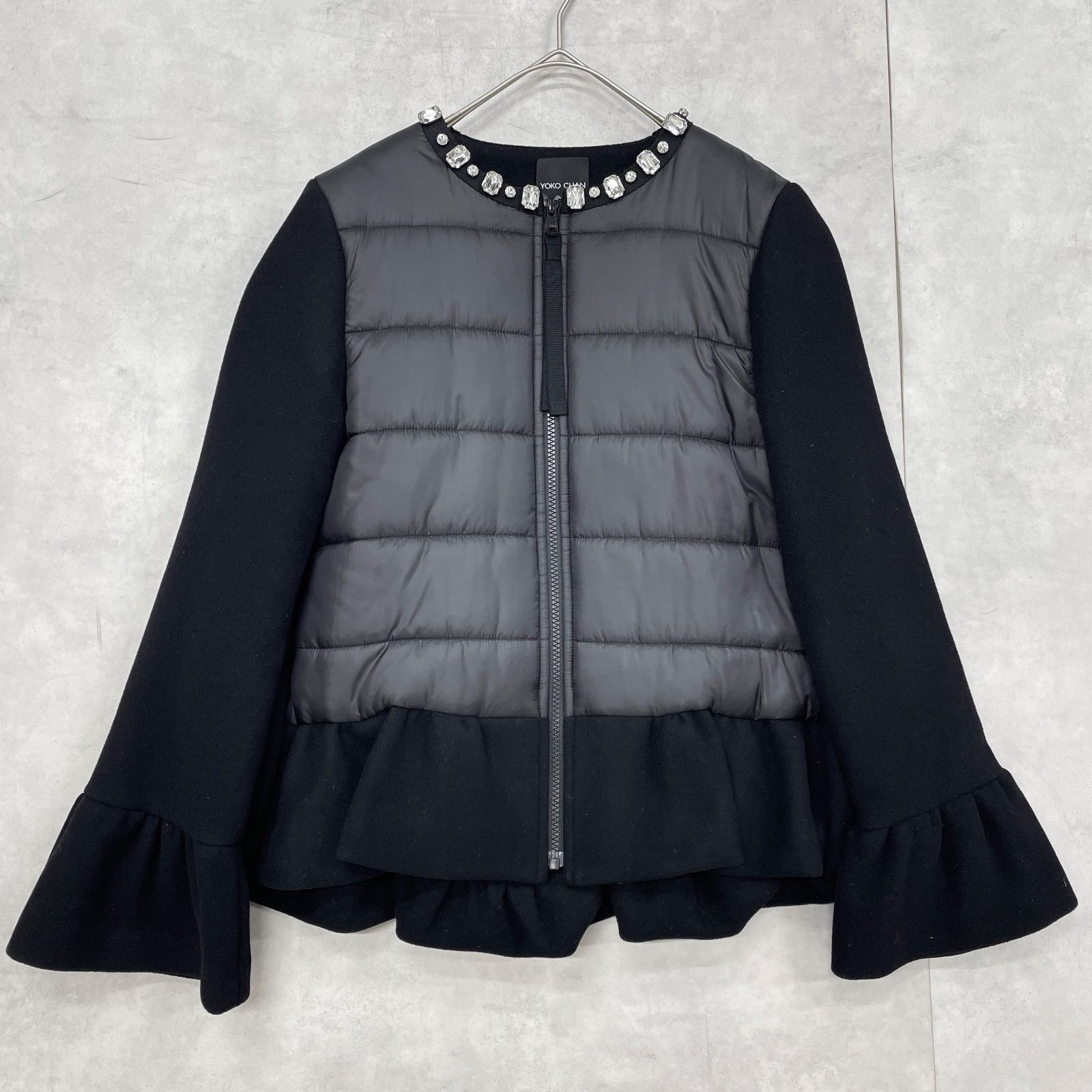 ヨーコチャン　YOKO CHAN ペプラム　ノーカラージャケット YOKOCHAN ヨーコチャン ノーカラージャケット ビジュー ペプラム