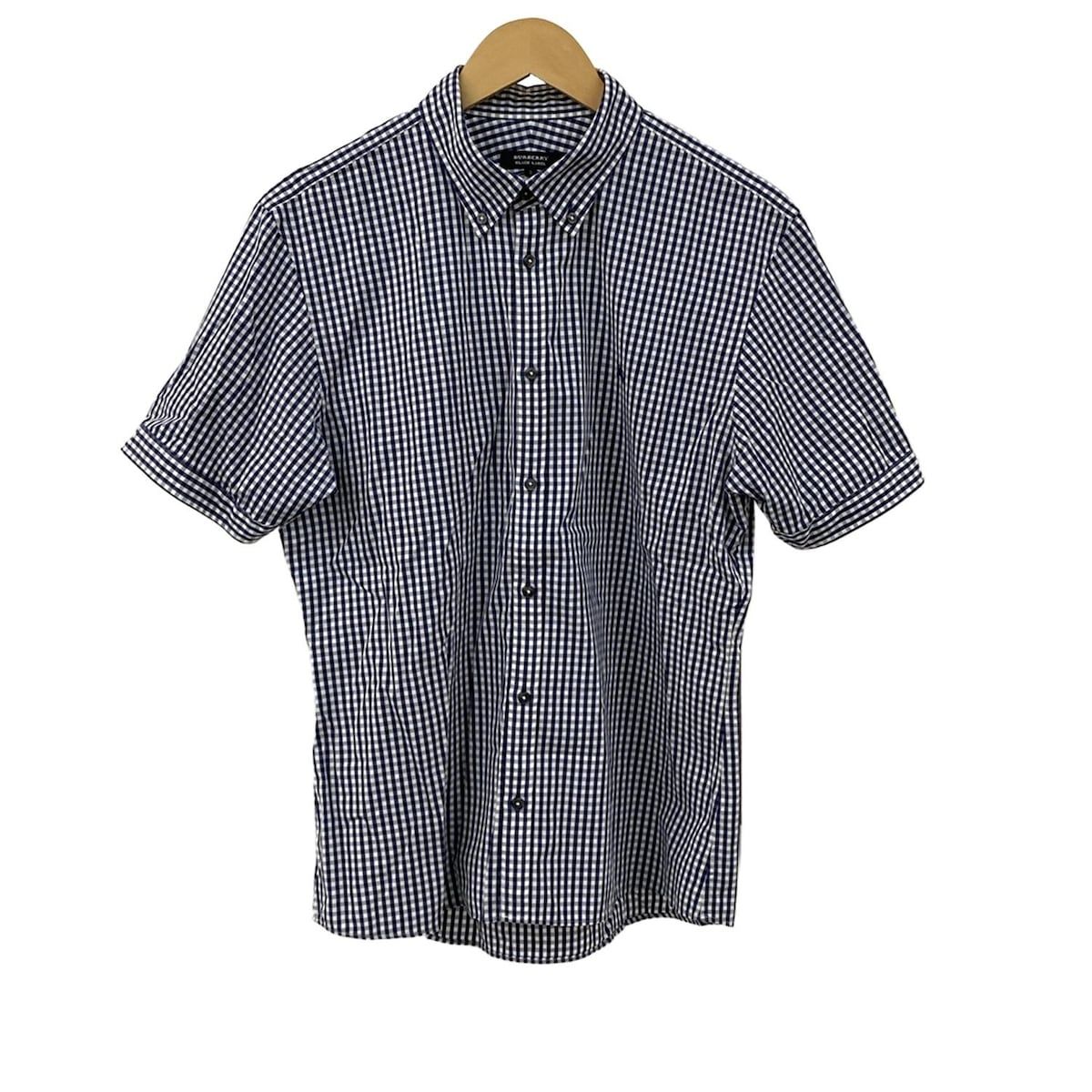 Burberry Black Label バーバリーブラックレーベル 半袖シャツ サイズ3 L メンズ - ネイビー×白×グレー チェック柄