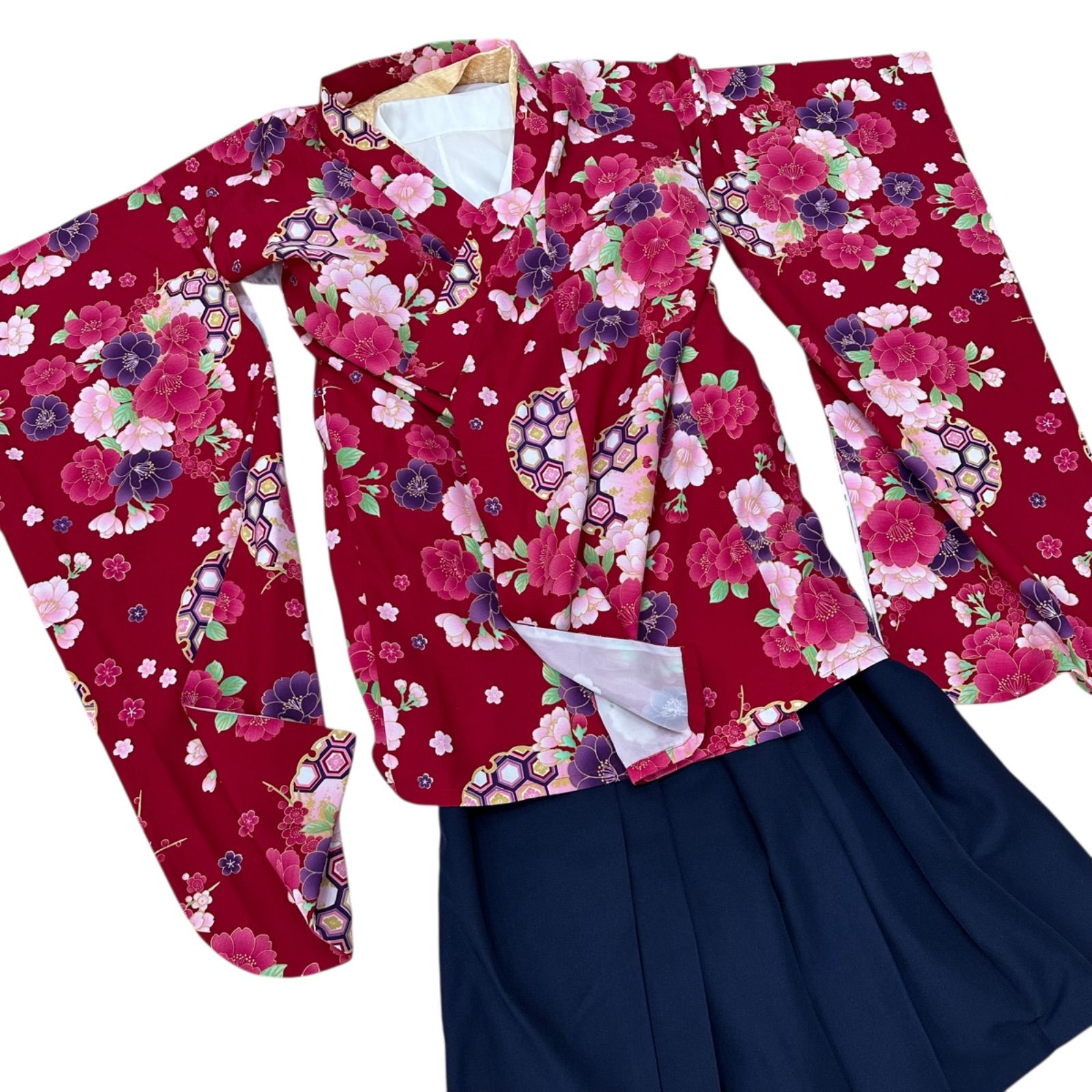 arisana 袴 160cm 美品 arisana 袴 160 一式セット 花柄 赤 紺 アリサナ 卒業式 - メルカリ