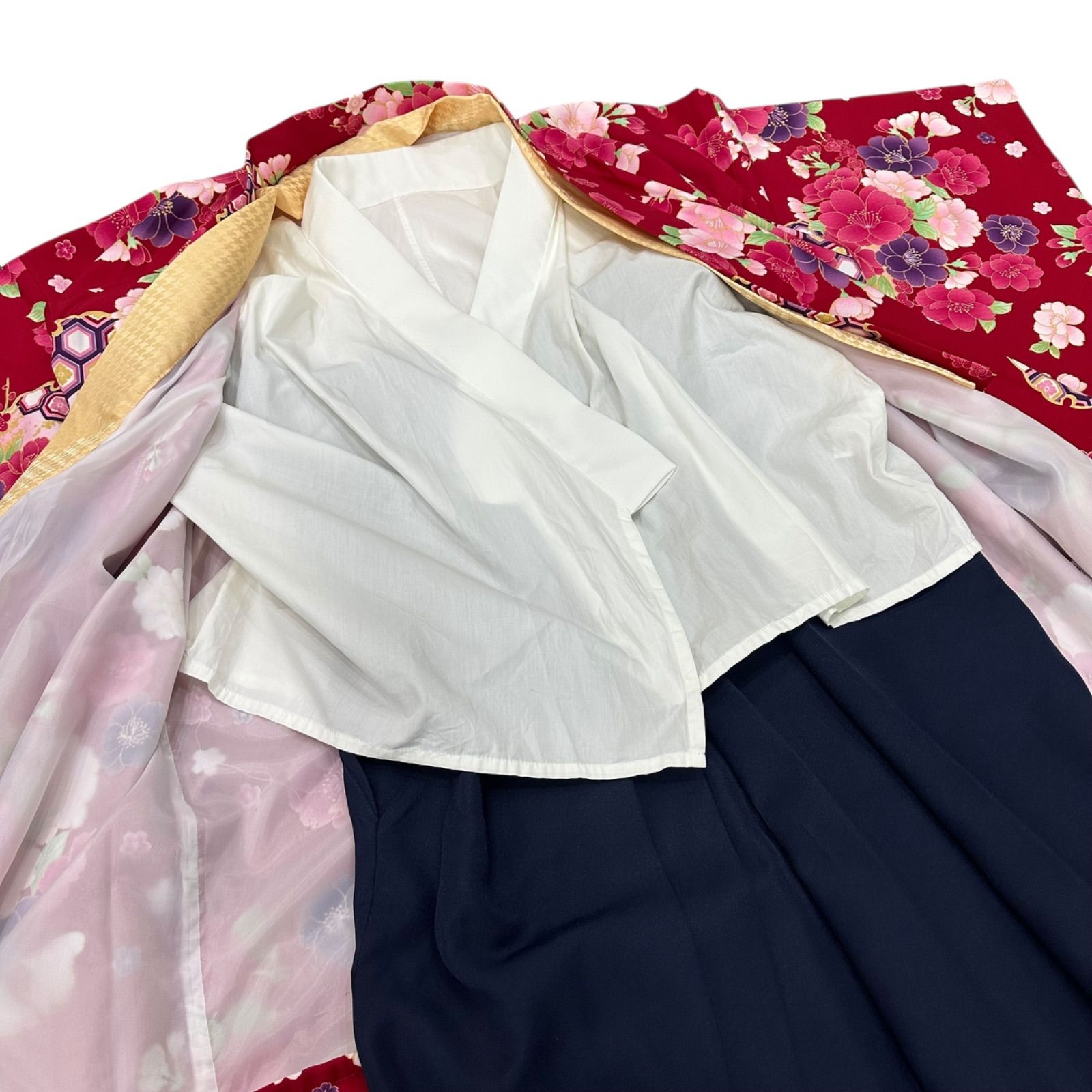 美品 arisana 袴 160 一式セット 花柄 赤 紺 アリサナ 卒業式 - メルカリ