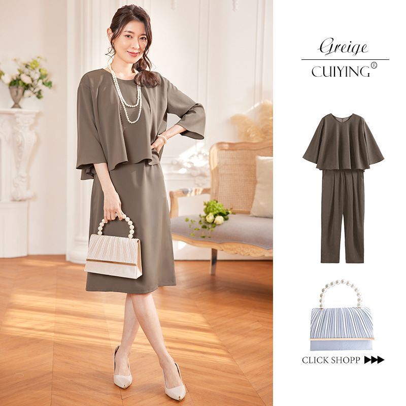 ワンピース パンツドレス セットアップ パーティードレス 3 way 体型カバー 結婚式 フォーマル 二次会 パーティー 3点セット 上下セット セレモニー パンツスーツ ママ 母 入園式 入学式 披露宴 結婚式ドレス