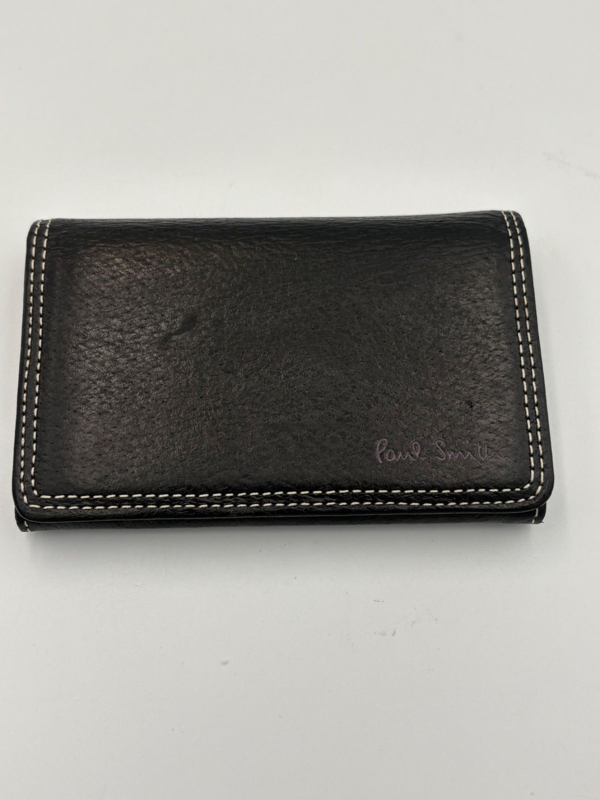 Paul Smith ブラックレザー 名刺入れ ▪️Paul Smith ポールスミス レザー 名刺入れ ブラック ステッチ