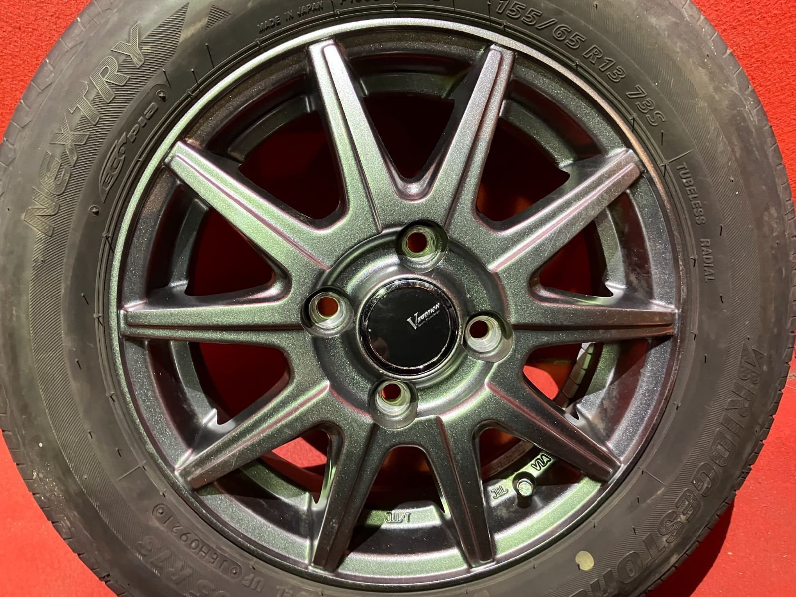 中古サマータイヤホイールセット【155/65R13 BRIDGESTONE NEXTRY