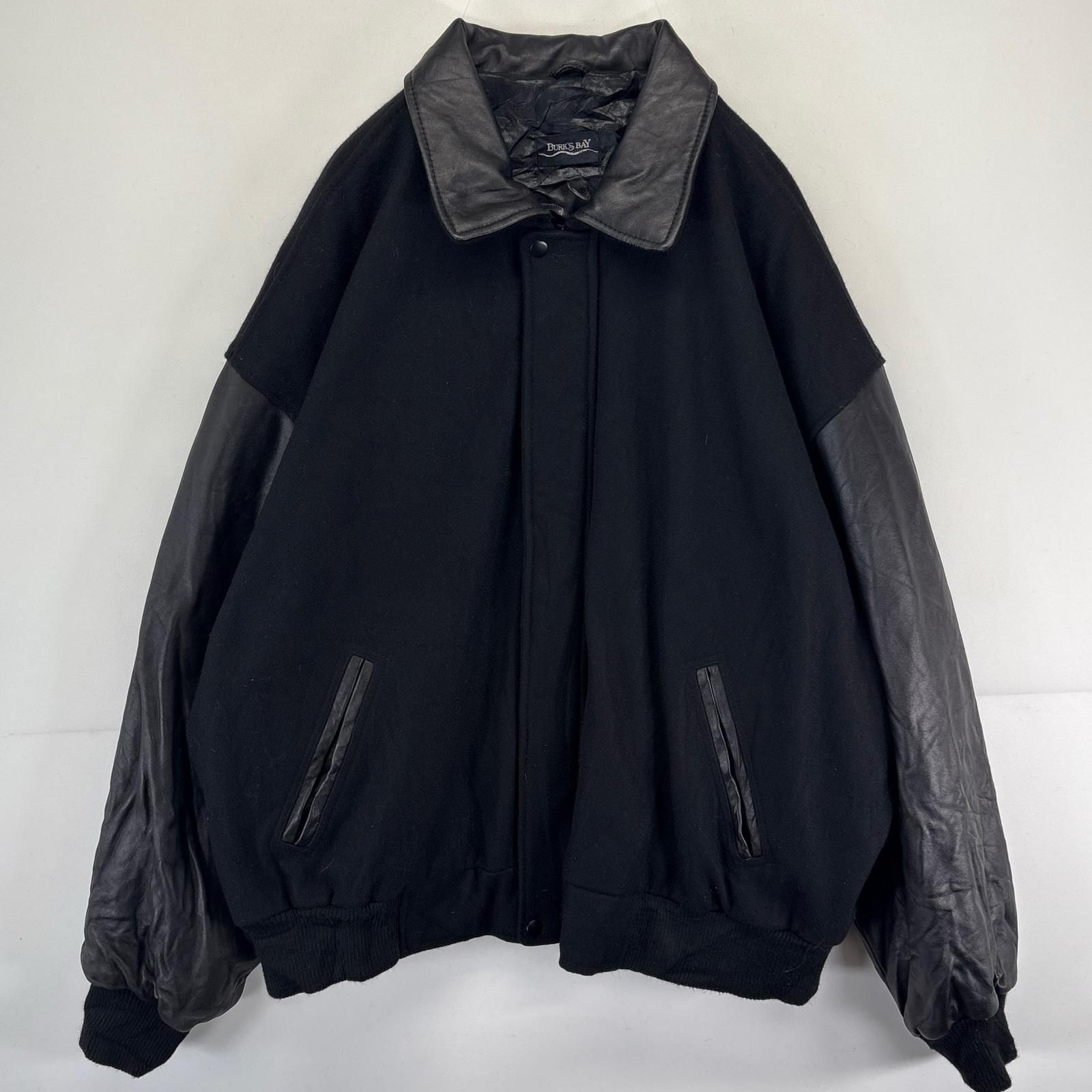 BURK'S BAY 無地 オールブラック 袖レザー スタジャン BURK'S BAY 無地 オールブラック 袖レザー スタジャン 【公式通販】