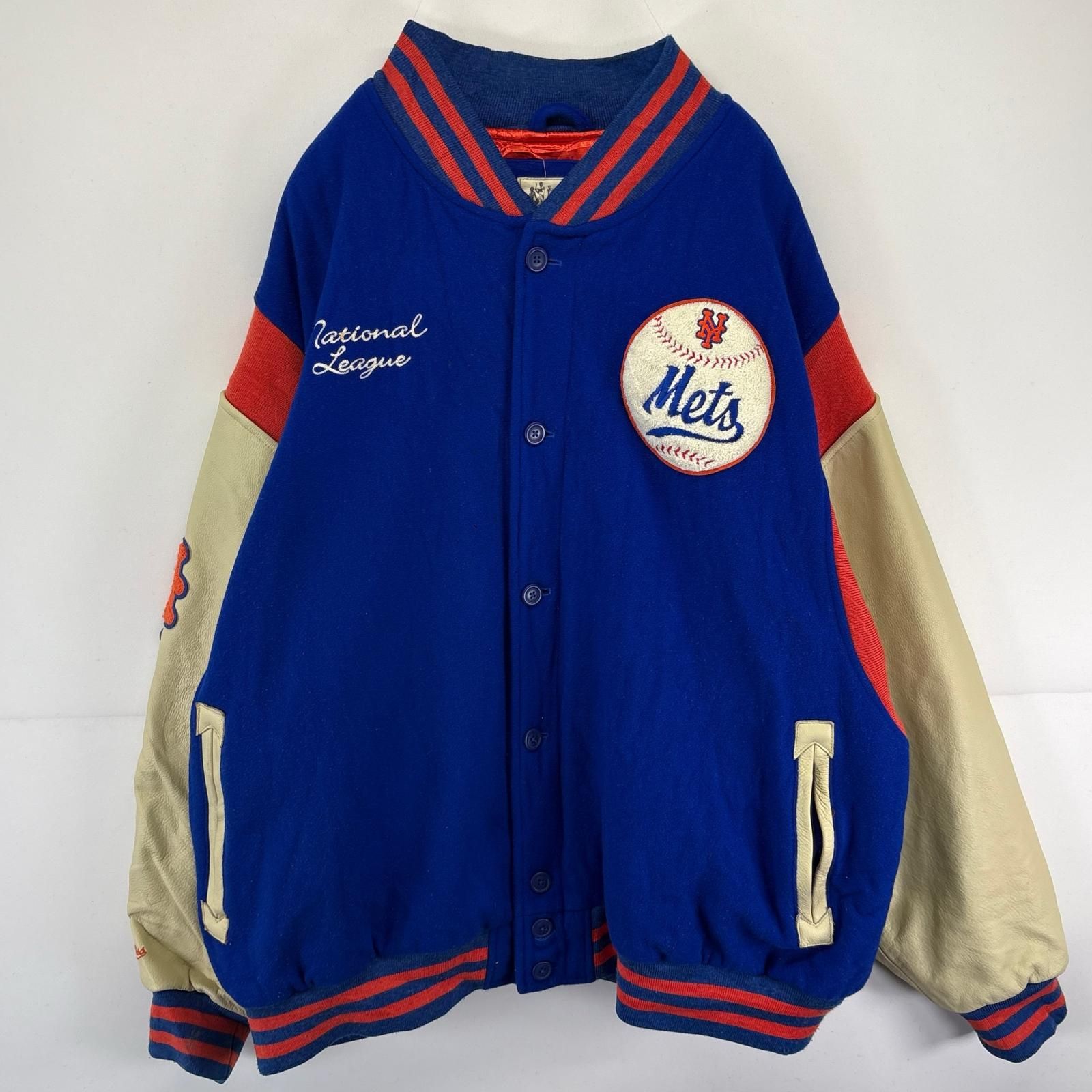 古着 ミッチェルアンドネス mitchell&ness ウールスタジャン 袖レザー 