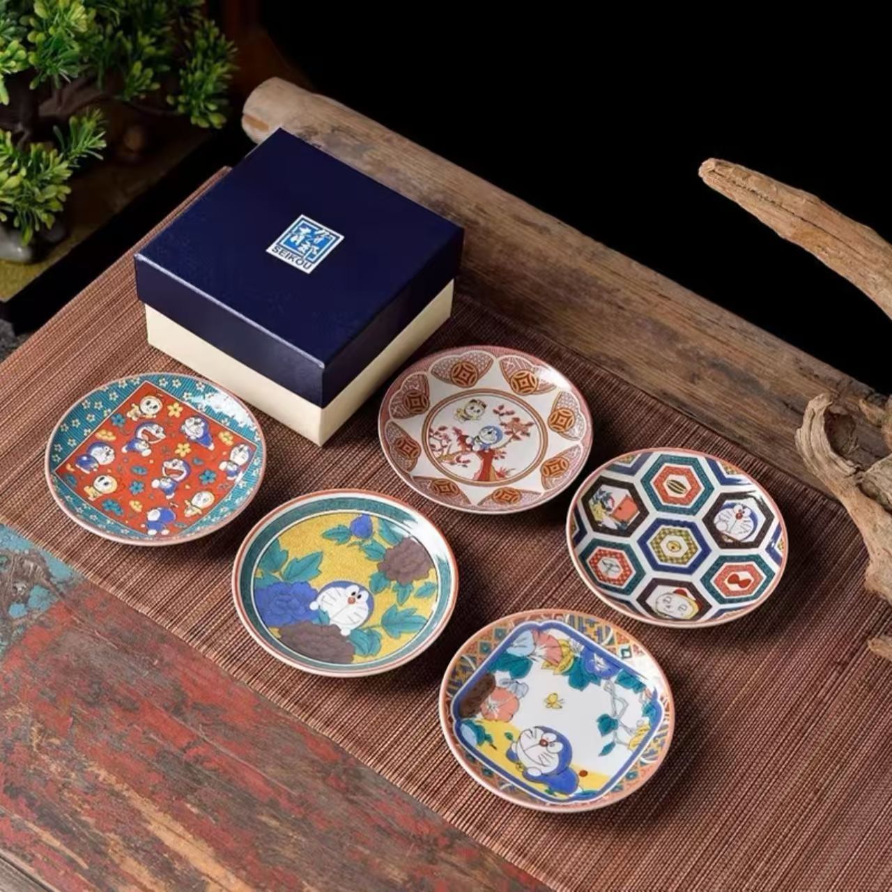 ♥ 九谷焼 ドラえもん そばちょこ 12 cm 皿 セット wan 133