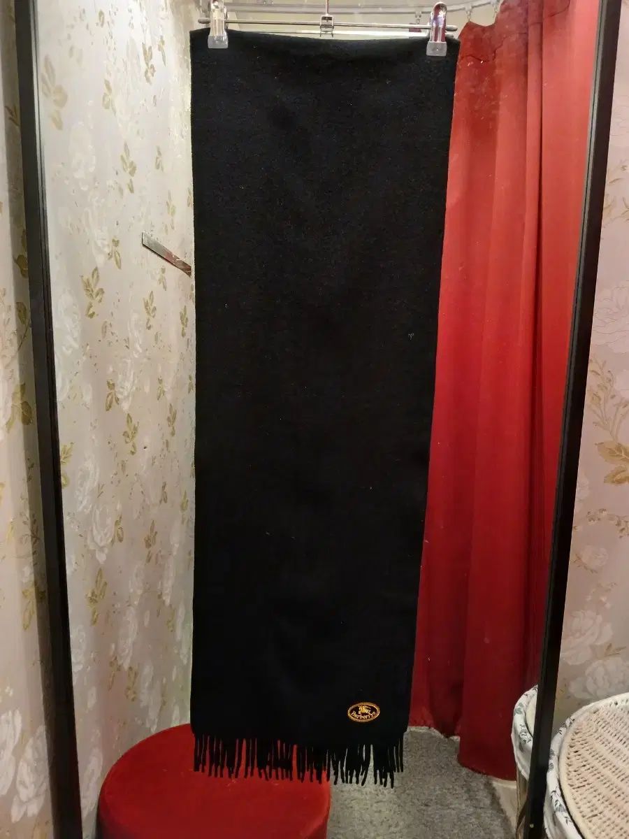 BURBERRY バーバリー ブラック ラムウール マフラー