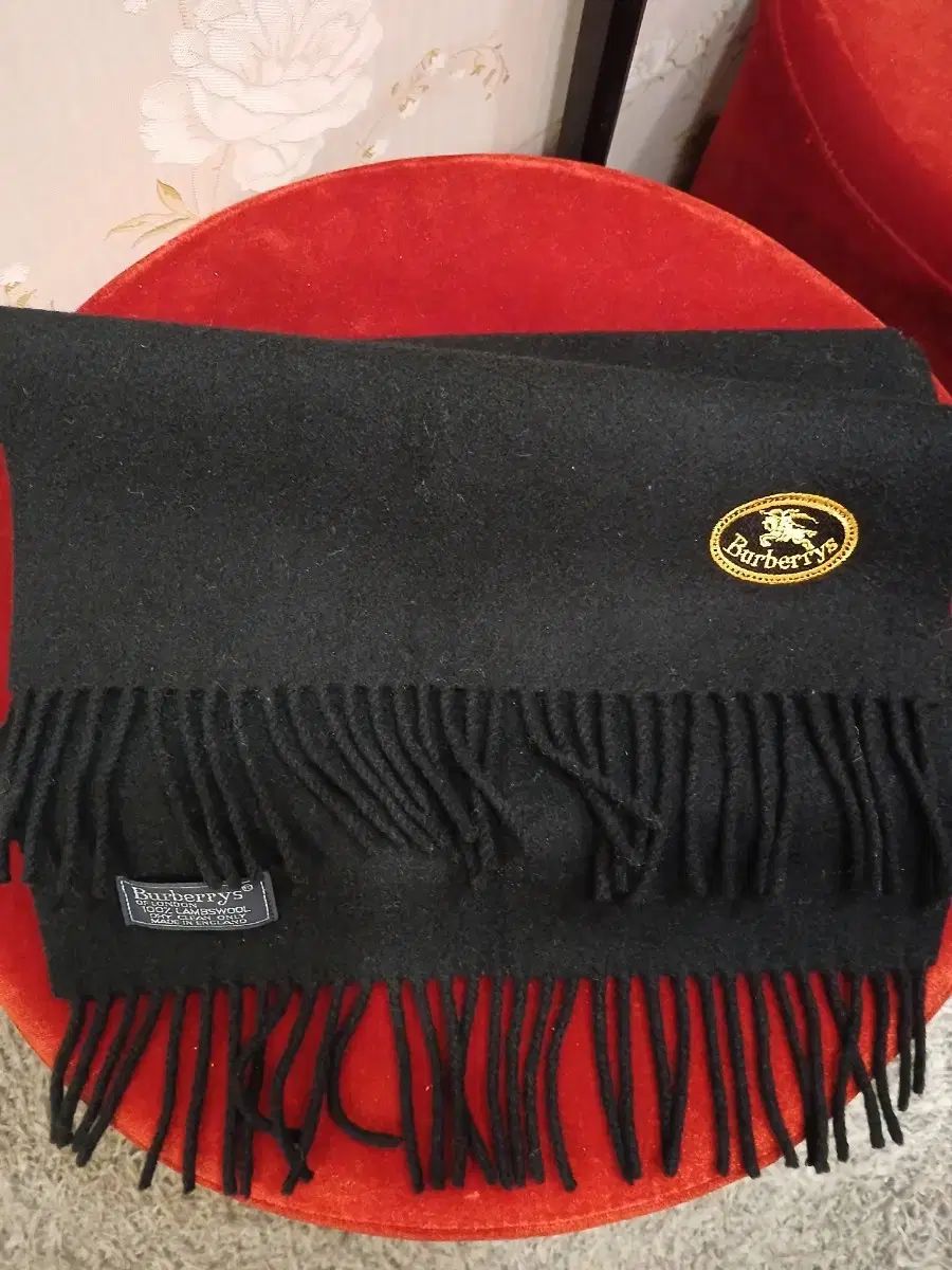 BURBERRY バーバリー ブラック ラムウール マフラー