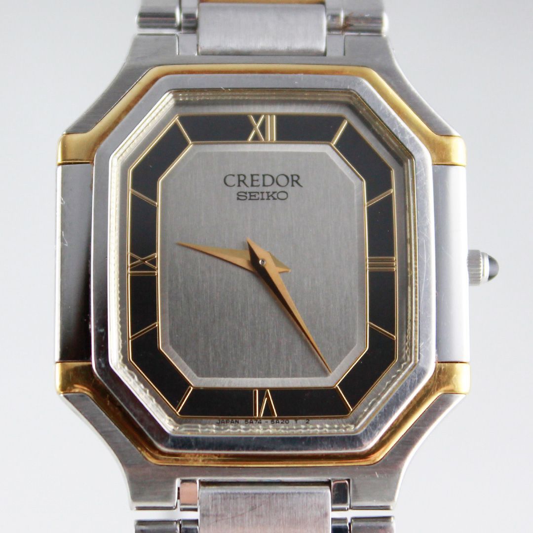 SA218 SEIKO CREDOR クレドール 5A74-3A10 八角形 オクタゴン コンビ