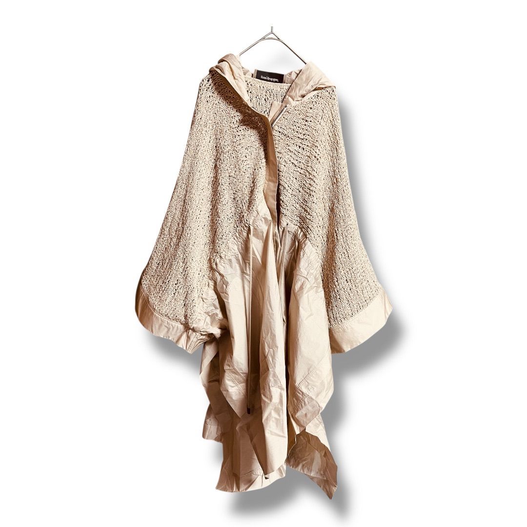 gentry portofino ジェントリーポルトフィーノ ナイロン×ニット ライトアウター 異素材 羽織り 上着 ジップアップジャケット サイズ38 ベージュ 春 12 No.K 1204