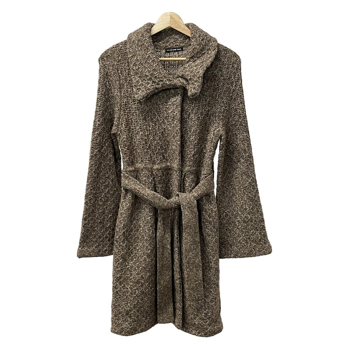 TAM ヴィヴィアンタム コート サイズ0 XS レディース - ダークブラウン×ライトグレー 長袖|ニット|秋|冬