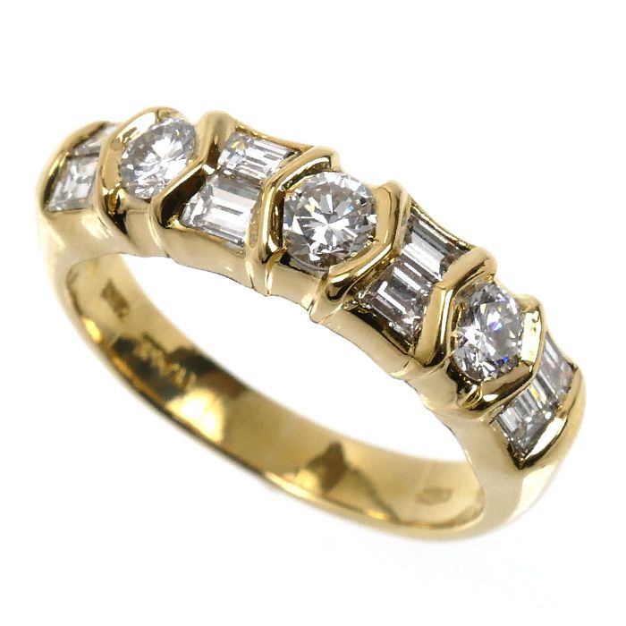 K 18 YG イエローゴールド ダイヤ リング 指輪 ダイヤモンド 11号 5.3 g レディース