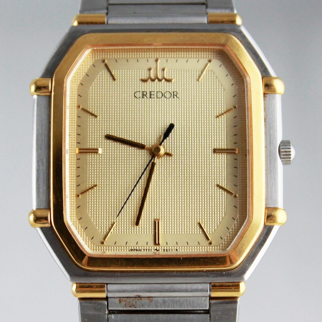 SA225 SEIKO CREDOR クレドール 7771-5011 ゴールド文字盤 八角形