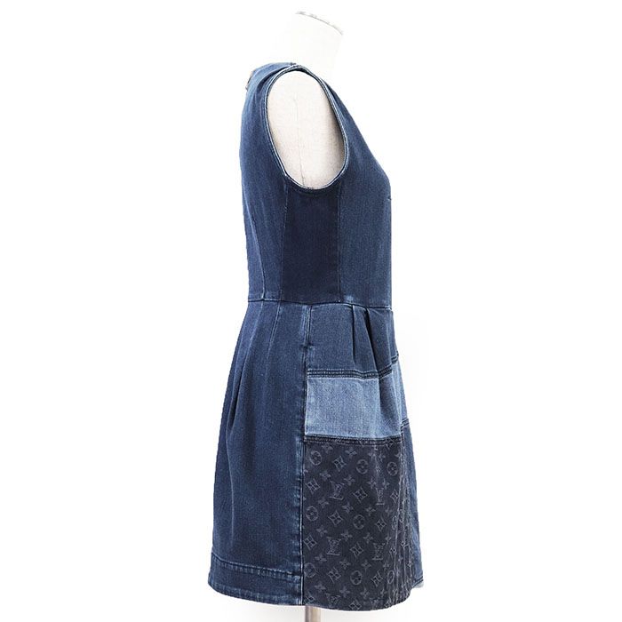 Louis Vuitton ひざ丈ワンピース 38サイズ LOUIS VUITTON ルイ・ヴィトン ワンピース ストレッチデニム LV ロゴ