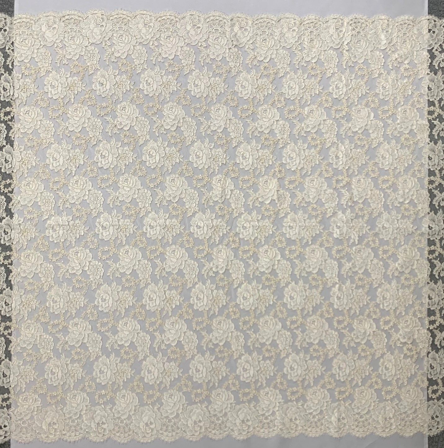  柄コードリバーレース 1メートル アイボリー レース生地 生地