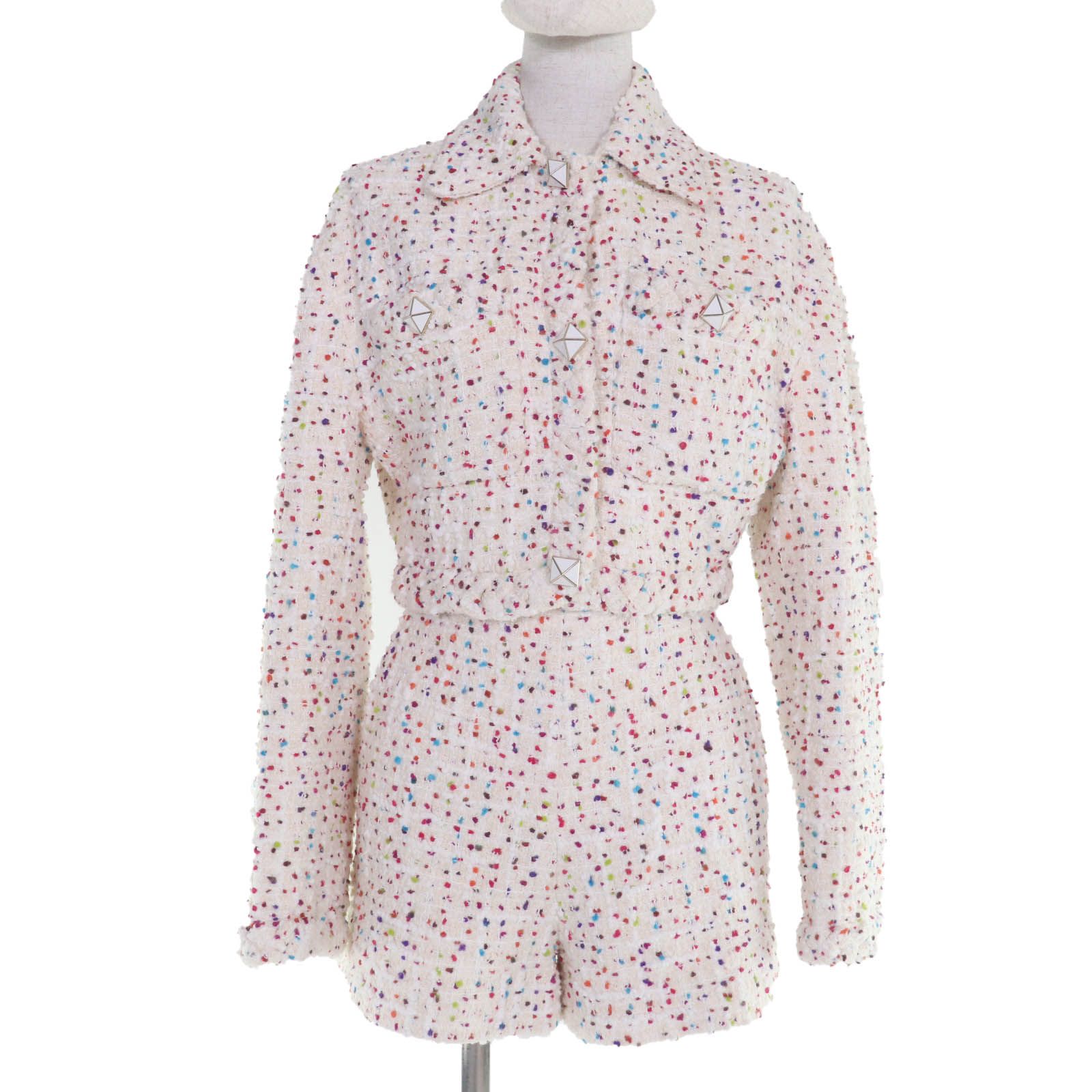 ヴァレンティノ 22 AW | スタッズボタン ツイードジャケット ショートパンツ セットアップ マルチカラー 38 36 イタリア製 レディース