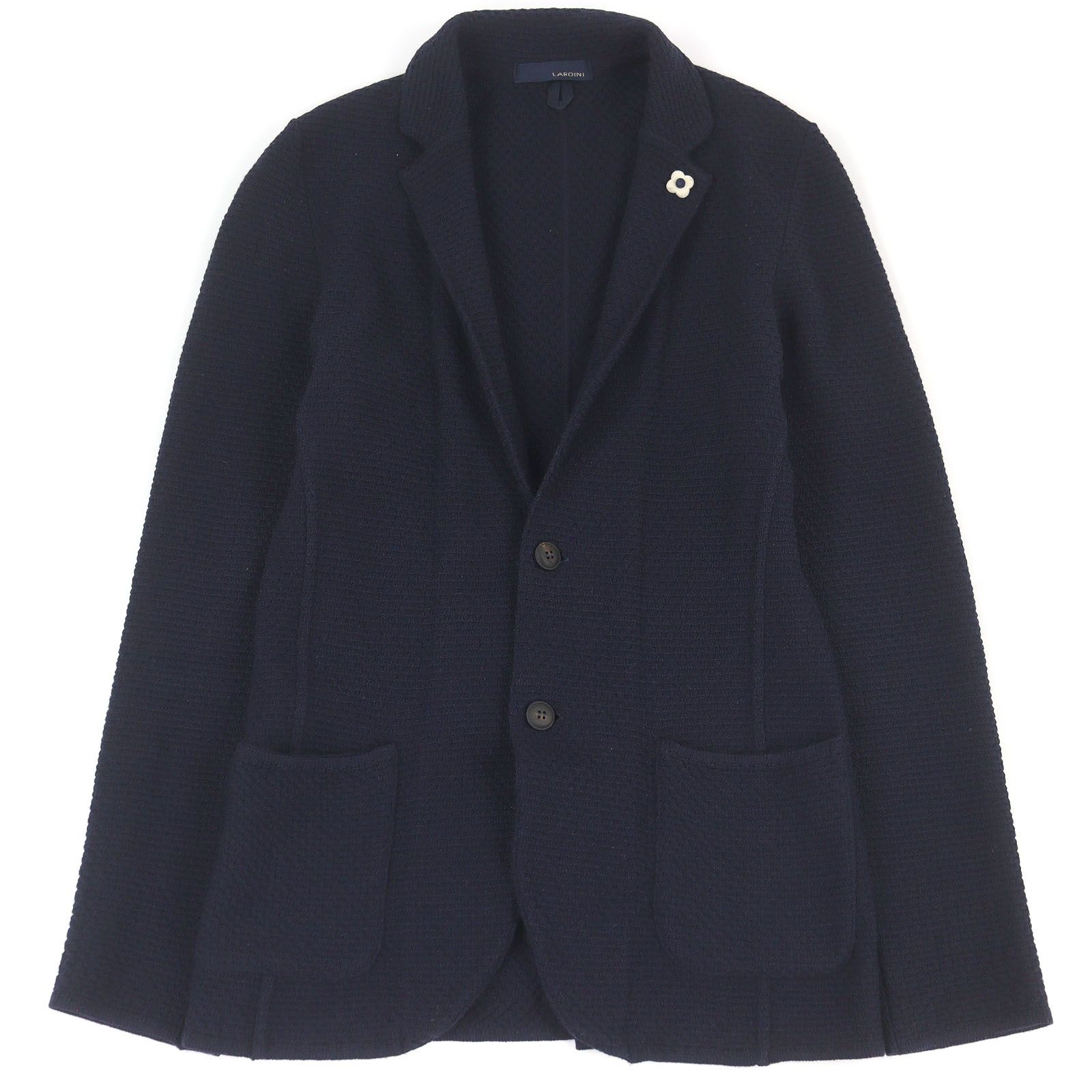 【美品】ラルディーニ ニットテーラードジャケット ブートニエール イタリア製 黒 美品 ラルディーニ ニットテーラードジャケット パイル地